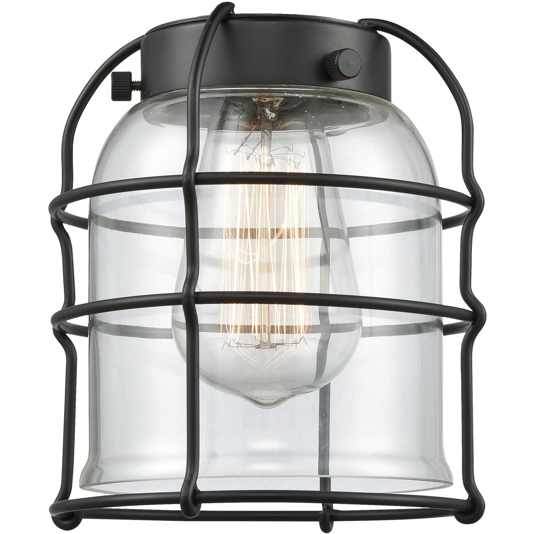 Franklin Restoration Bell Cage 1 Light 6 inch Matte Black Mini Pendant Ceiling Light in Incandescent, Clear, Franklin Restoration